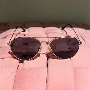 DIFF Eyewear Gold Frame Aviator Sunglasses with Black Lenses
